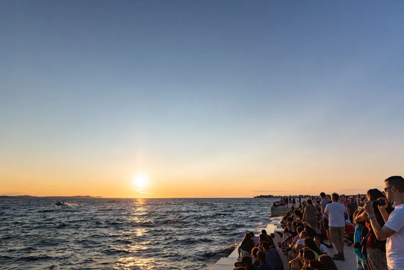 Sunset over the Adriatic from Zadar's Sea Organ steps