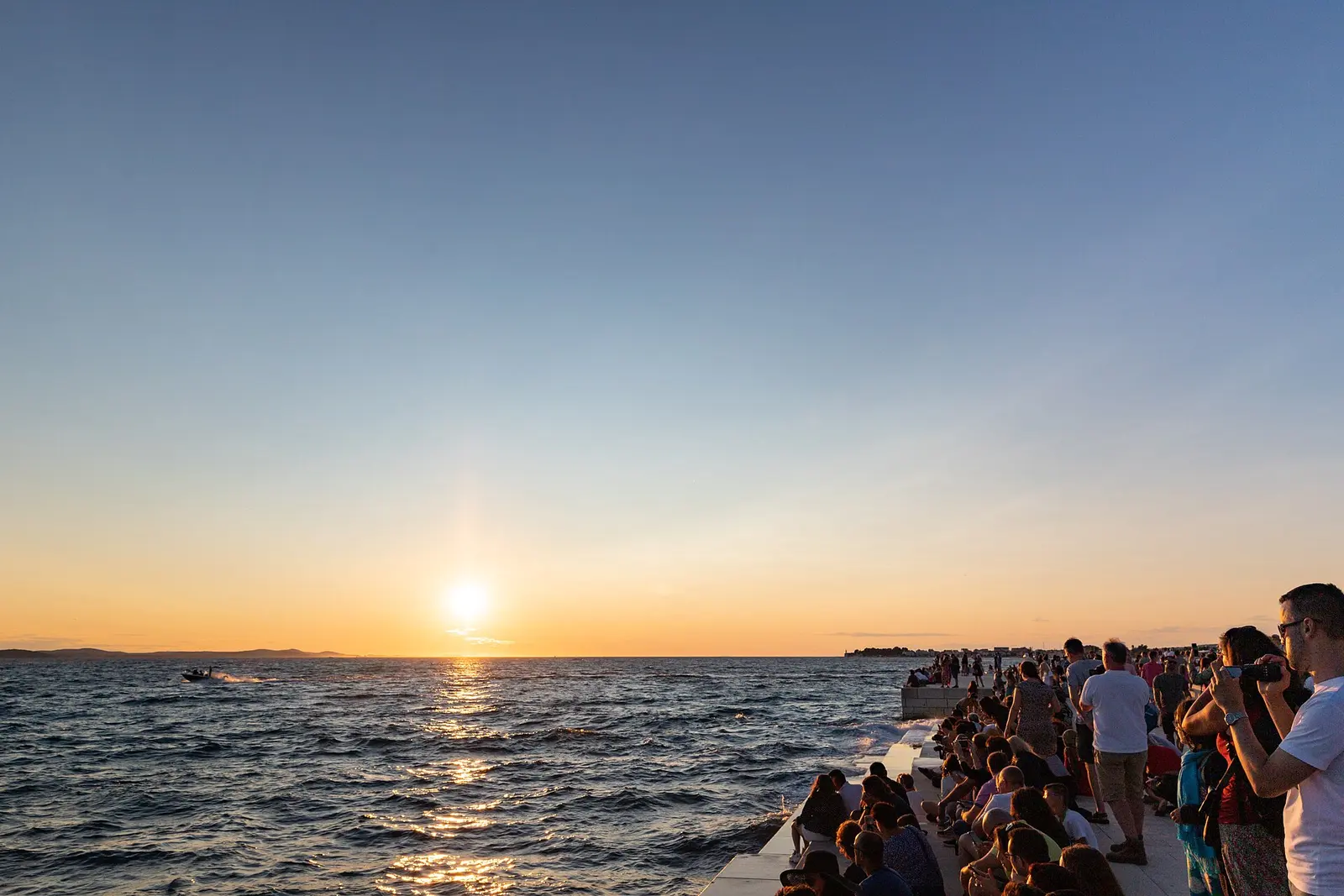 Sunset over the Adriatic from Zadar's Sea Organ steps