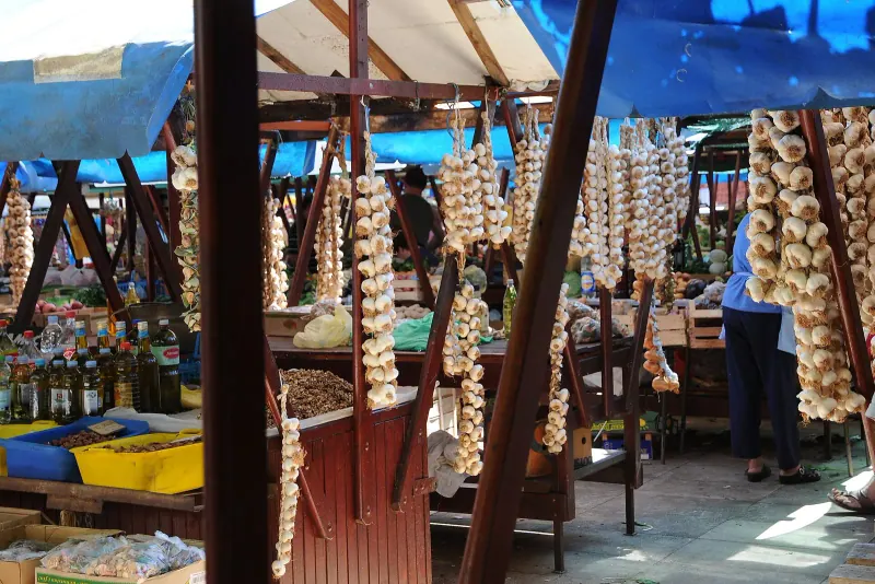Produce stalls at Zadar's open-air market