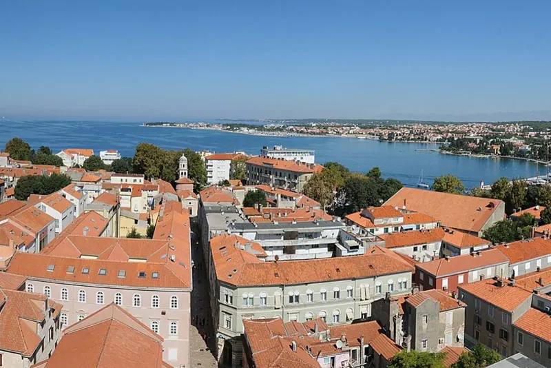 Zadar's peninsula old town wrapped by the Adriatic