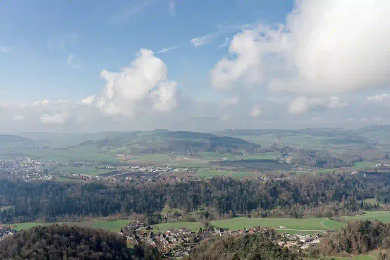 View over the Zurich region from the Uetliberg observation tower